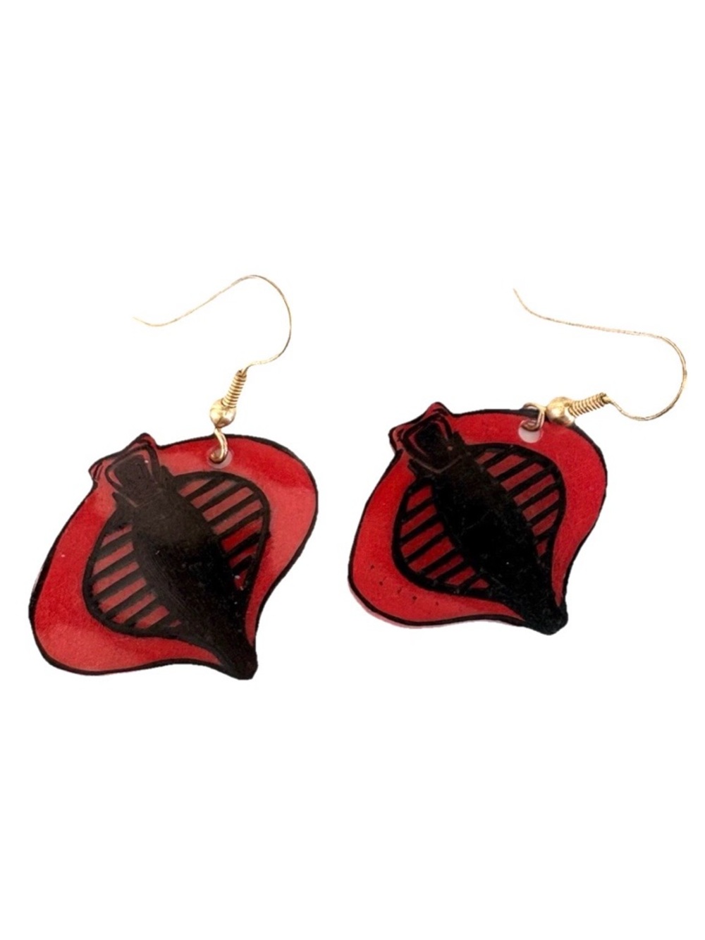 Handcrafted Fashion Earrings Cobra Snake JI Joe Shrinky Dink Dangle